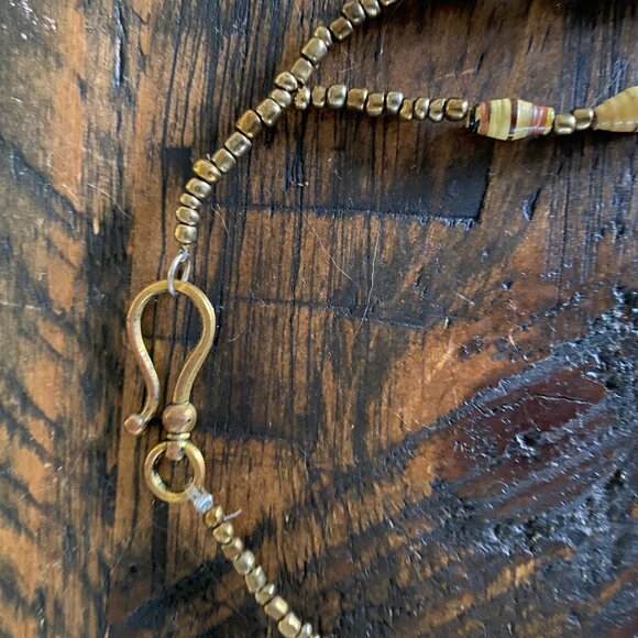 Handmade Paper Bead Necklace Three Strand Vintage Style - Picture 3 of 8